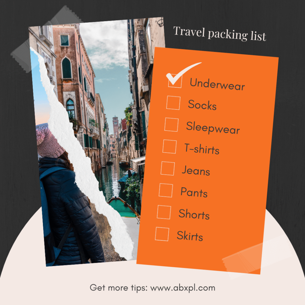 study abroad packing list